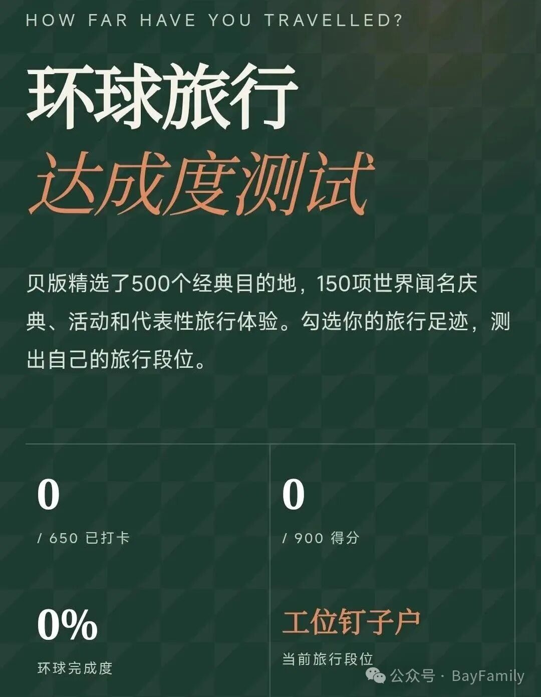 环游世界,你的达成度段位是多少?
